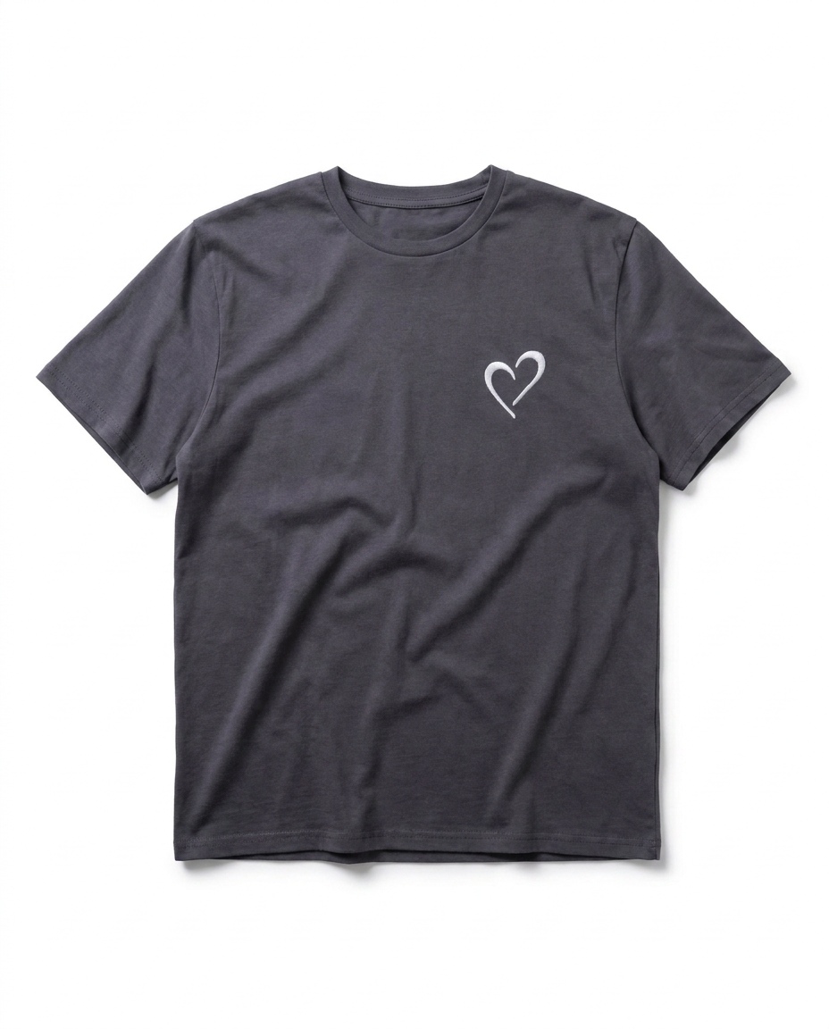 Signature T-Shirt with white heart - Grey