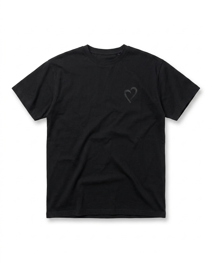 Signature T-Shirt with grey heart - Black