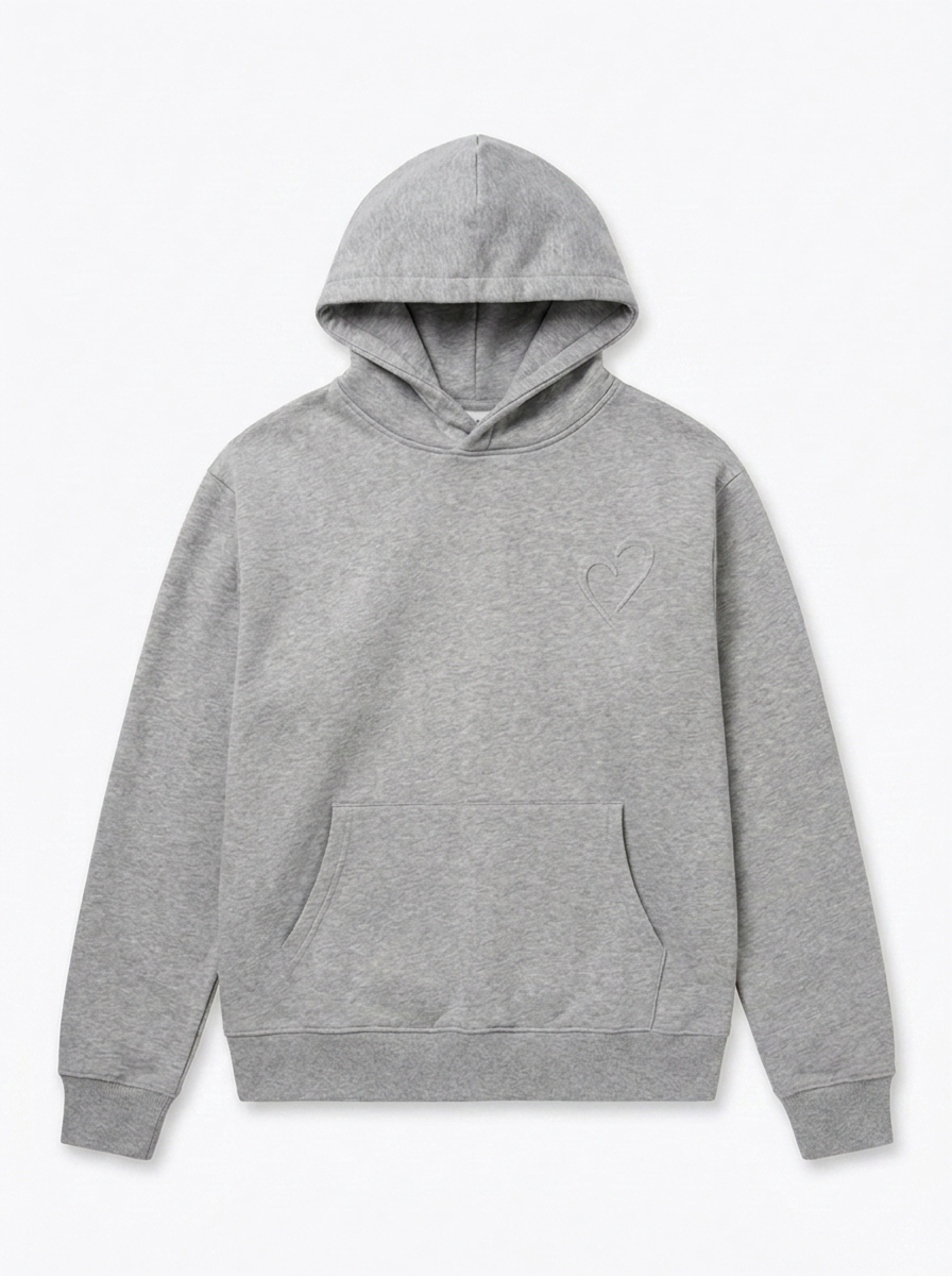 Embossed Hoodie - Light Grey - UNISEX