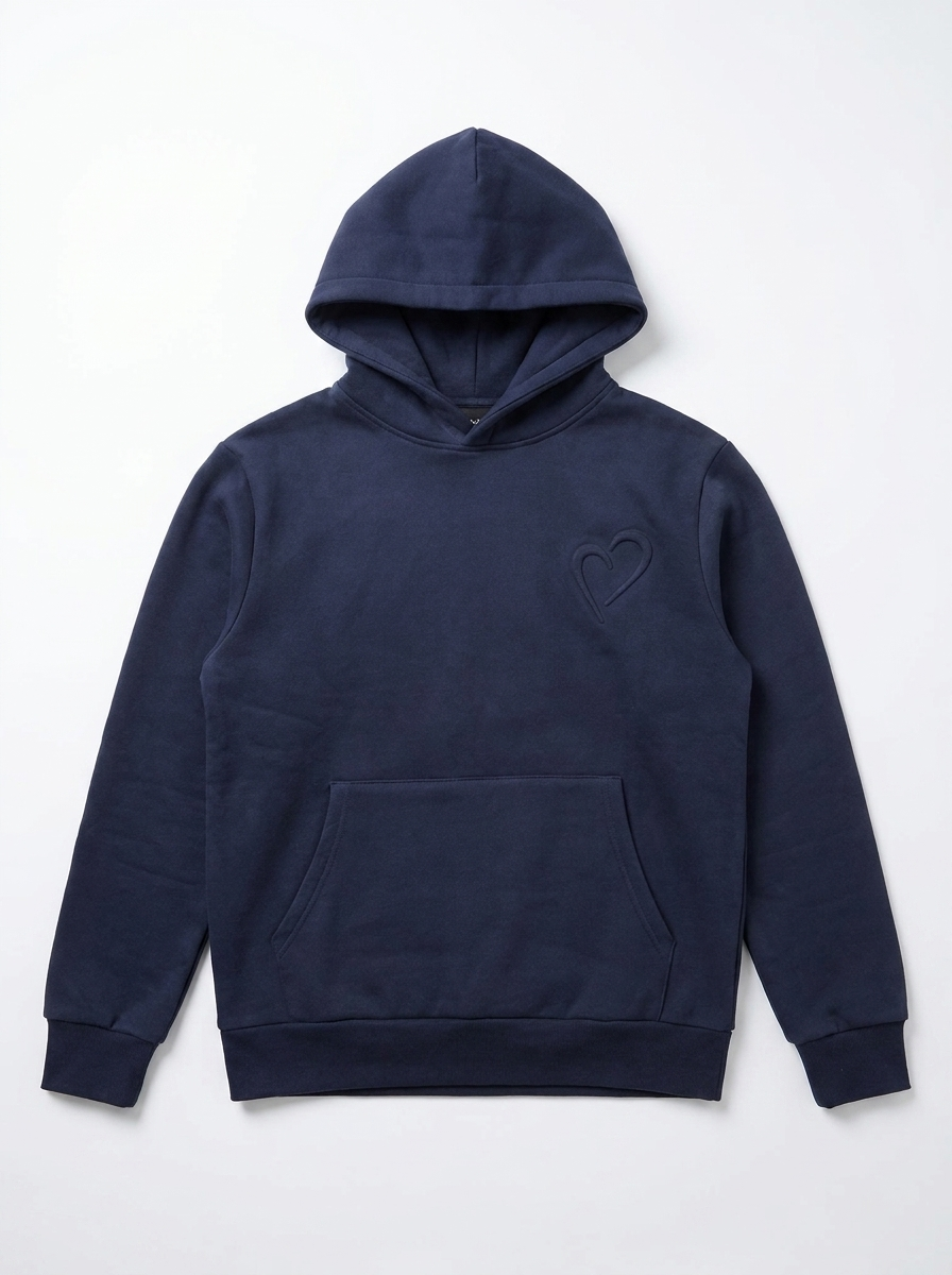 Embossed Hoodie Mørkeblå