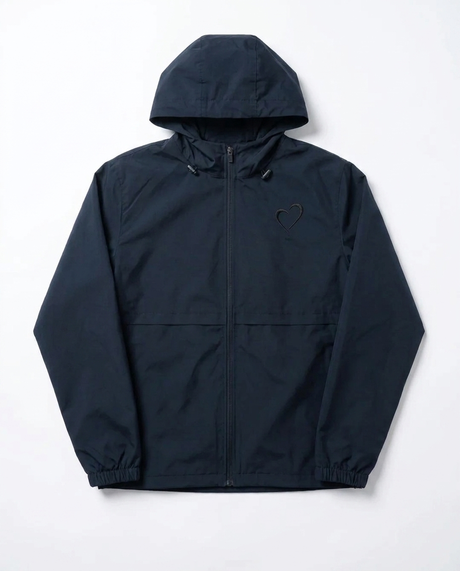 Windjacket with Black Heart - Dark Blue