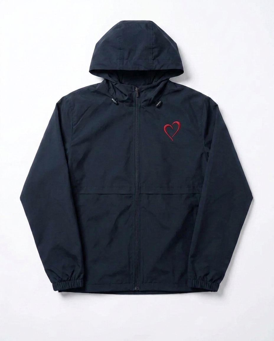 Windjacket with Red Heart - Dark Blue