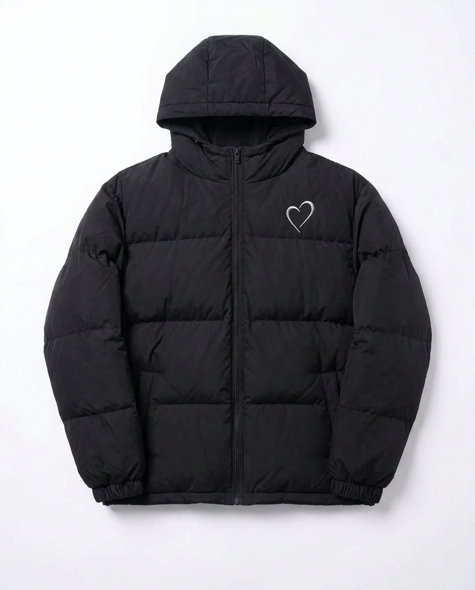 Pufferjacket with Heart - Black