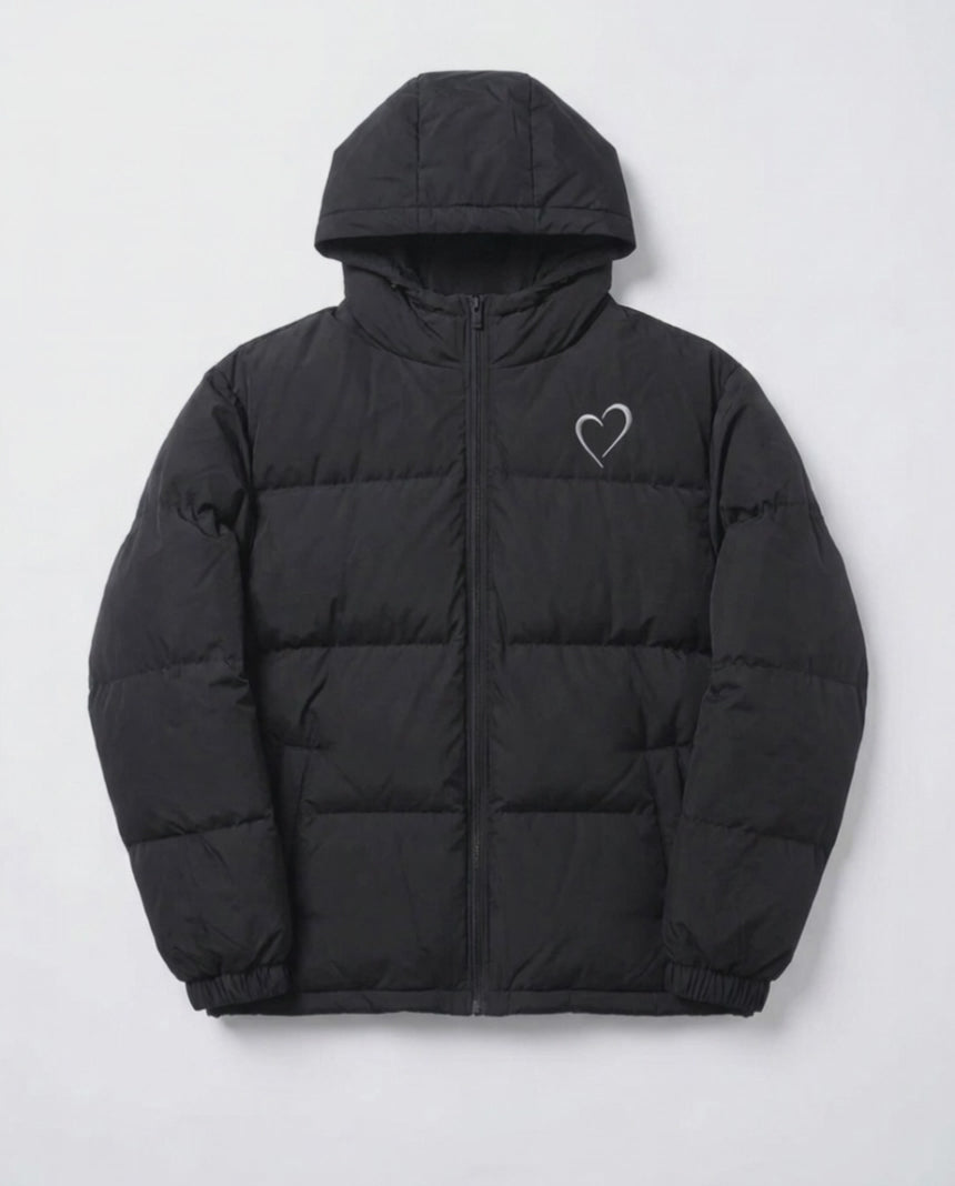 Pufferjacket with Heart - Black